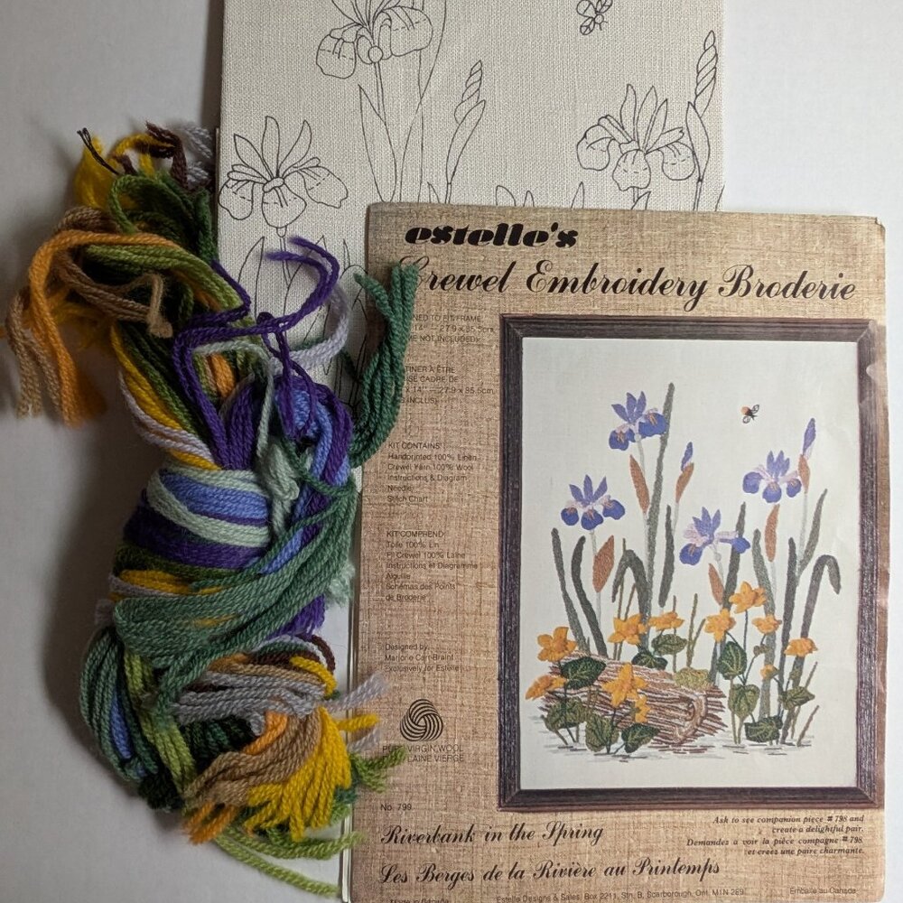 Estelle's Crewel Embroidery Kit No. 799 "Riverbank in the Spring" - Never Used